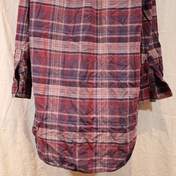 Orvis Purple Plaid Button Up Tunic Dress Medium Cotton Western Rustic Shirt - Picture 10 of 12